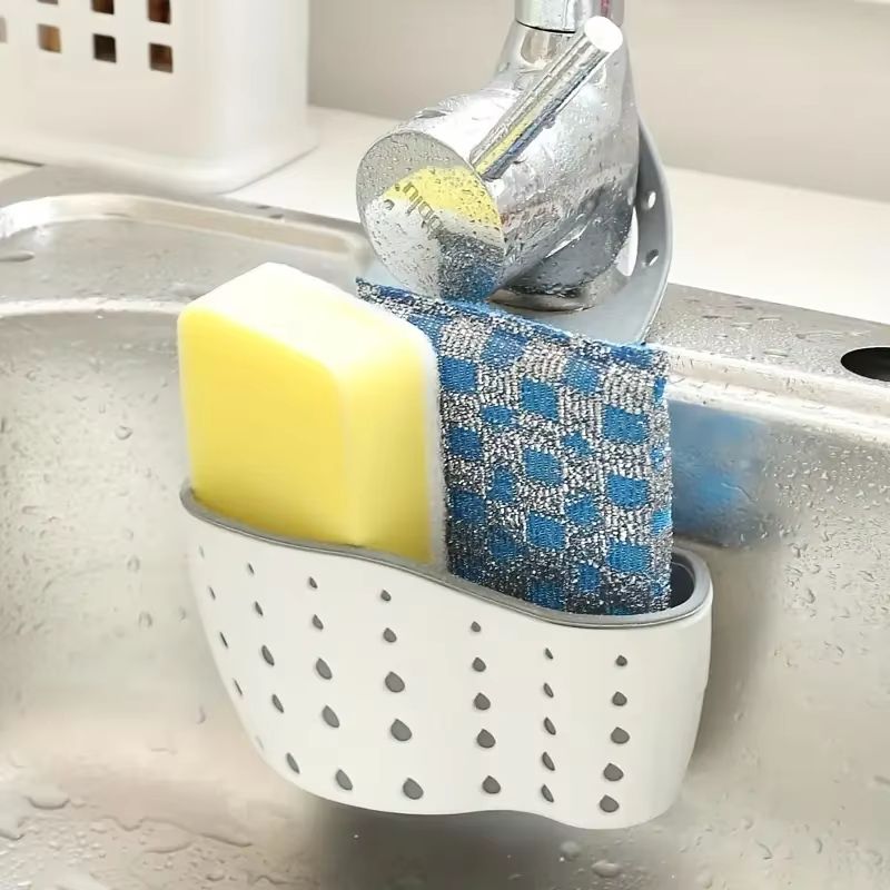 Adjustable Sink Hanging Basket Faucet Mounted Sponge Holder Draining Organizer For Kitchen Bathroo 4