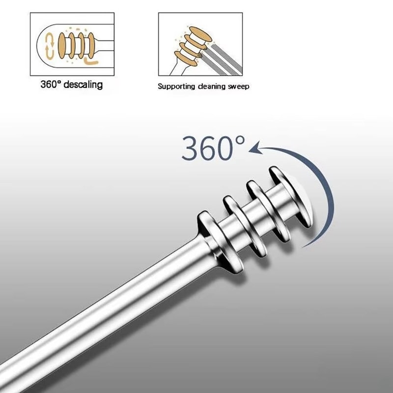 6 Piece Ear Wax Removal Kit Stainless Steel Ear Cleaner Tools Spiral Earpick Curette Set 4