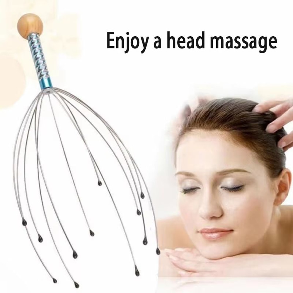 Octopus Head Massager Manual Scalp Massage Tool Stress Relief Hair Scratcher 0