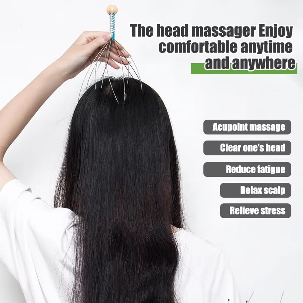 Octopus Head Massager Manual Scalp Massage Tool Stress Relief Hair Scratcher 3