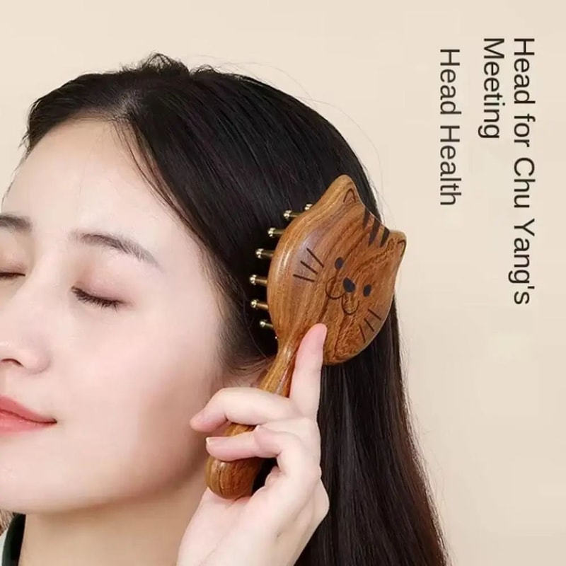 Sandalwood Scalp Massage Comb 28Tooth Wide Wooden Gua Sha Comb For Hair Head Therapy 1