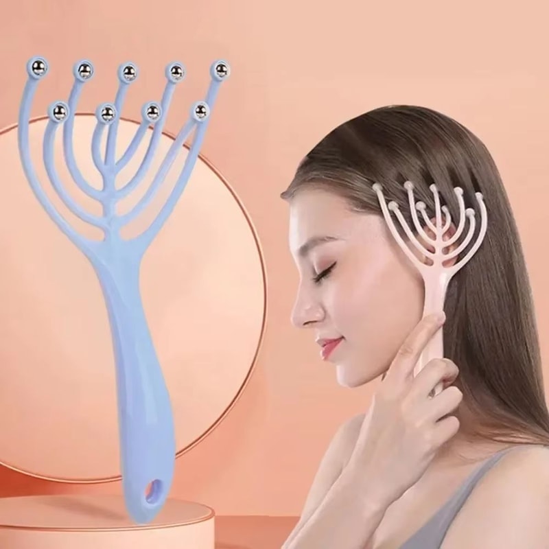 Five Finger Head Massager Steel Ball Scalp Massage Roller For Stress Relief Hair Care 1