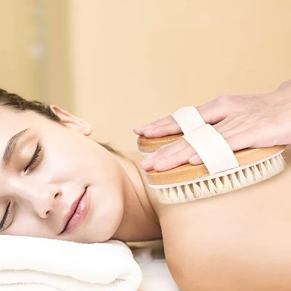 Natural Wooden Body Brush Soft Bristle Exfoliating Bath Brush For Wet Dry Skin Care 1