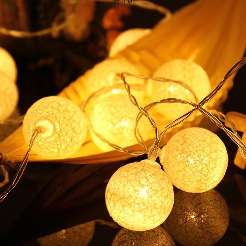 Cotton Ball LED Fairy String Lights Cotton Ball Fairy Lights For Bedroom Wedding Party Decor 2