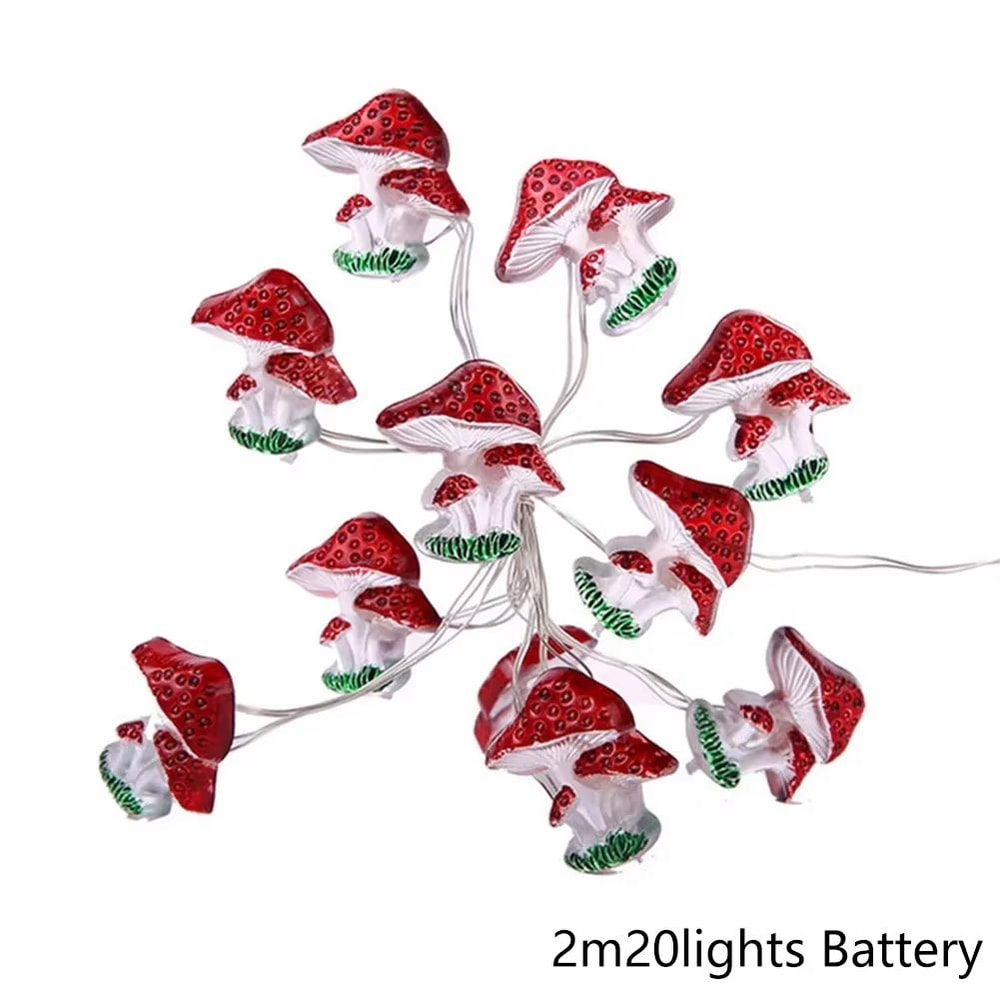 Mushroom LED Fairy String Lights Battery Powered Copper Wire Decor 6