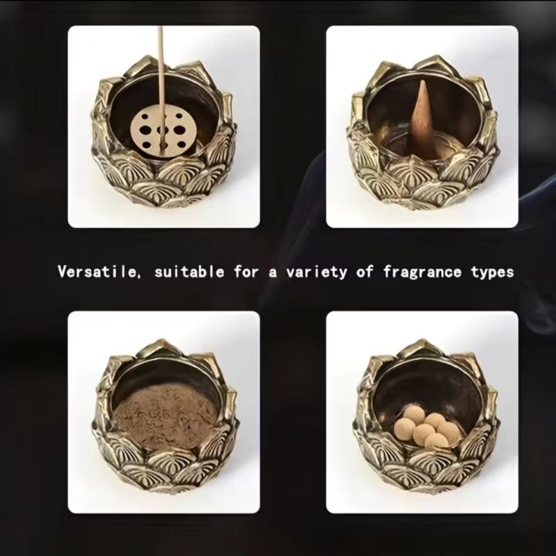 Mini Lotus Incense Cone Burner Lotus Incense Holder Zen Meditation Decor 2