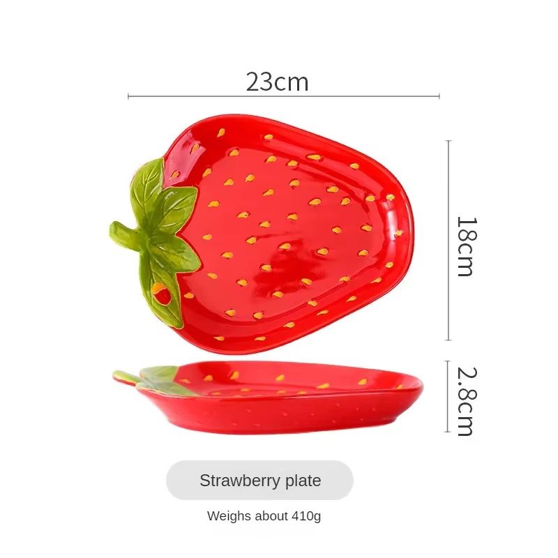 Strawberry Ceramic Dessert Bowl Cute Strawberry Shaped Bowl For Snacks Fruit Salad 6