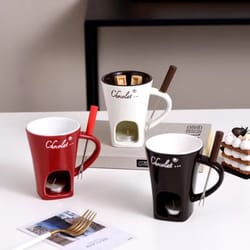 personal mini fondue mug set chocolate cheese butter warmer
