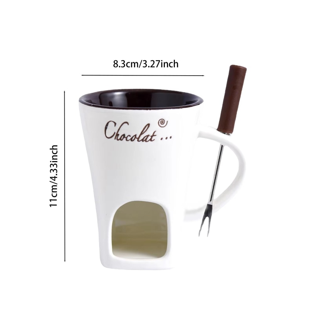 Personal Mini Fondue Mug Set Chocolate Cheese Butter Warmer 6