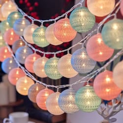 macaron cotton ball string lights usb led decorative garland