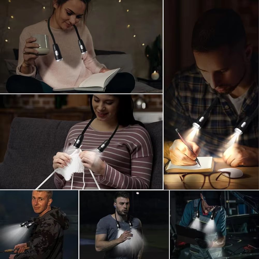 USB Rechargeable Neck Reading Light Hands Free LED Book Lamp 4