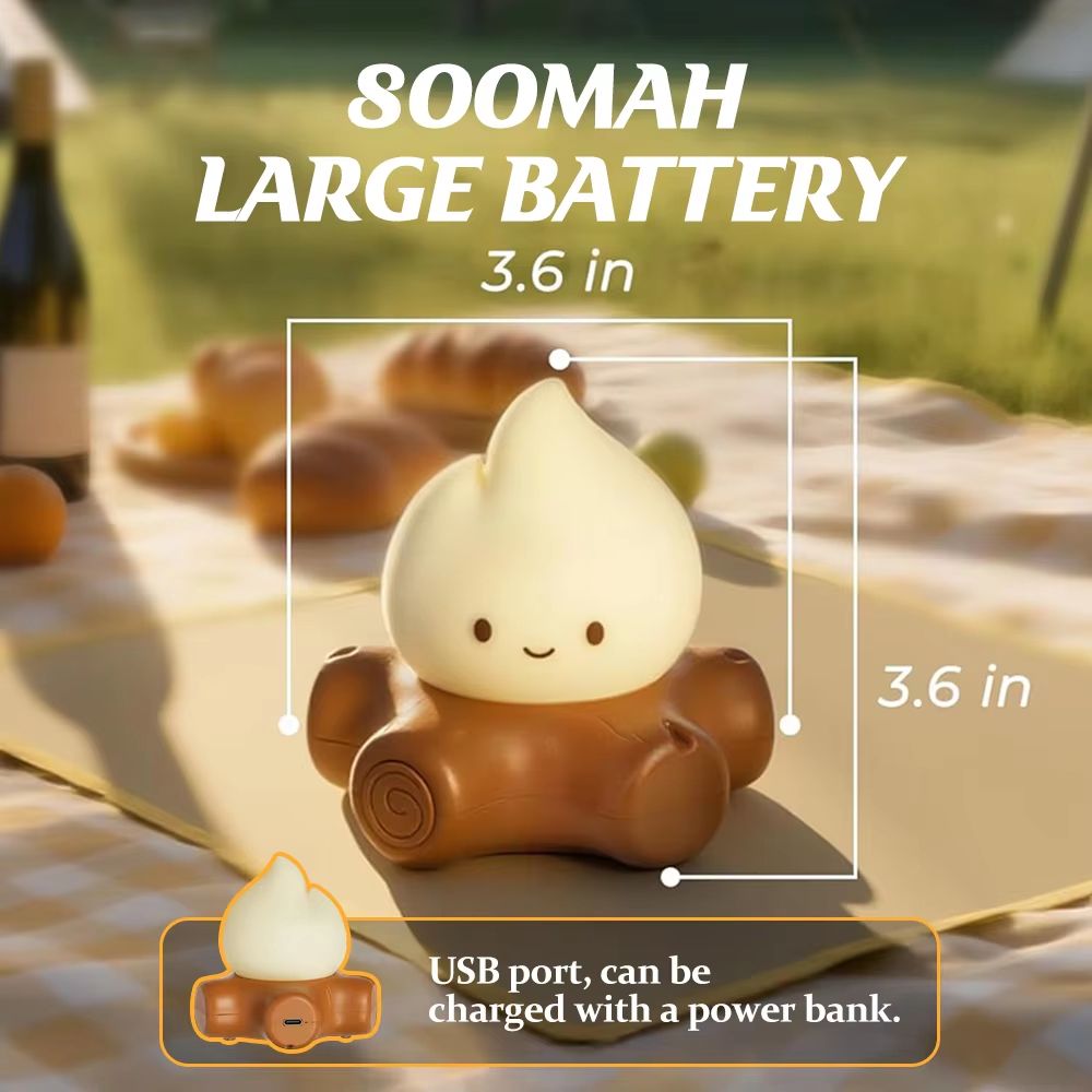 Cozy Campfire Silicone Night Light With Stepless Dimming And Rechargeable Glow 2