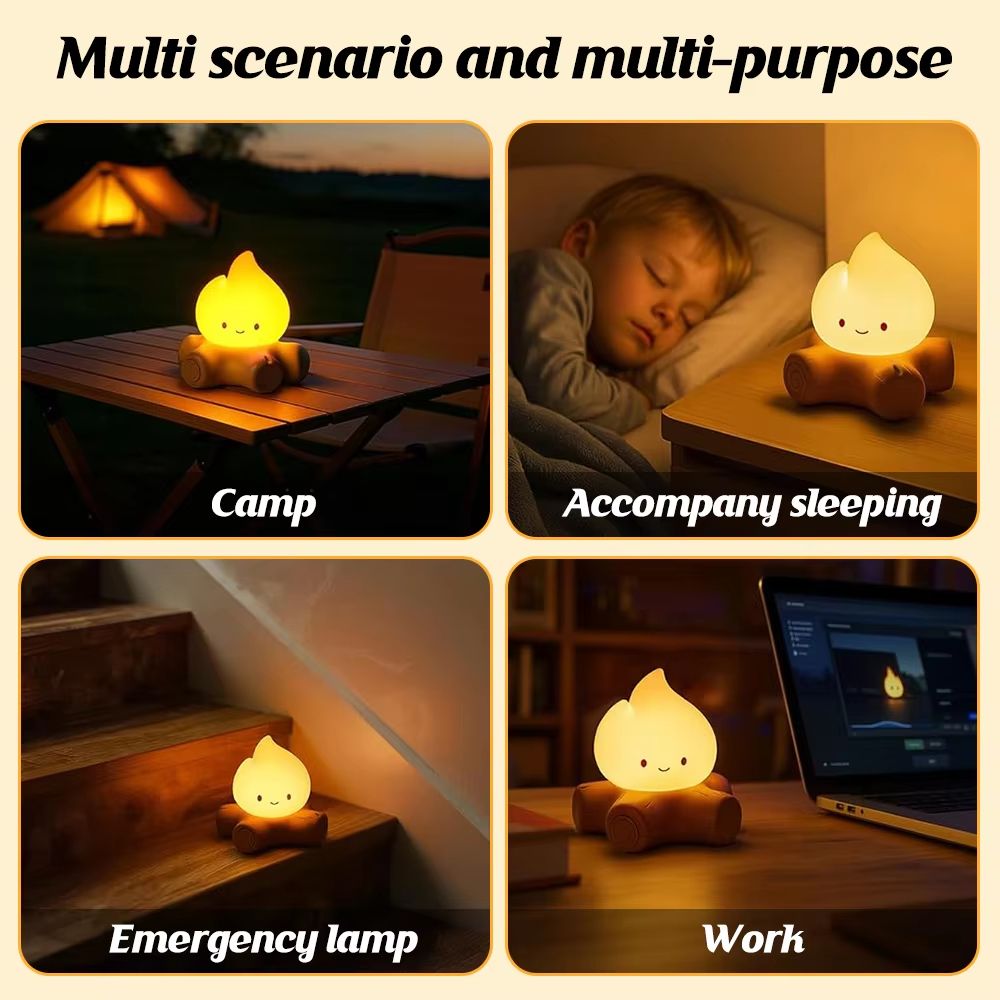 Cozy Campfire Silicone Night Light With Stepless Dimming And Rechargeable Glow 5