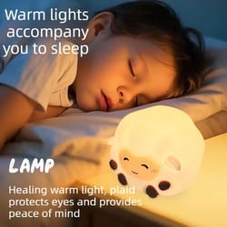 cute cartoon animal rgb night light usb rechargeable silicone touch lamp