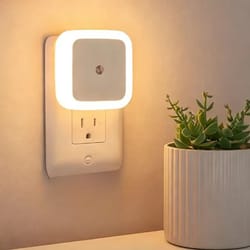 mini square plug in led night light with auto sensor soft glow lamp