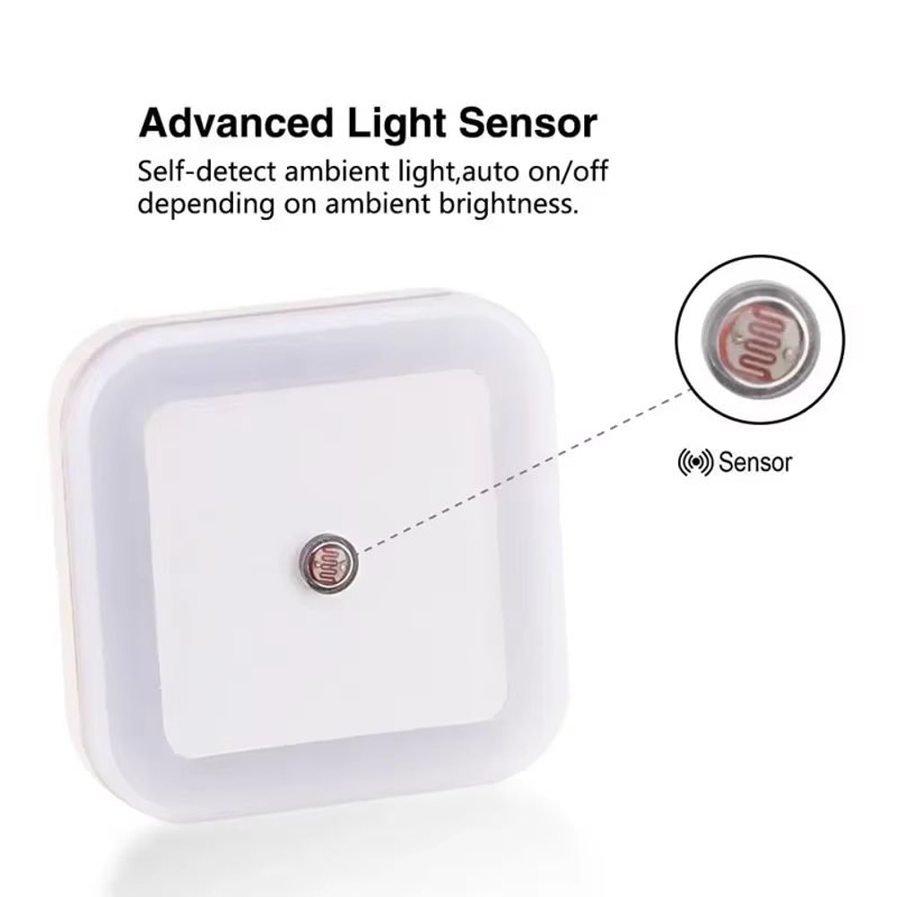 Mini Square Plug In LED Night Light With Auto Sensor Soft Glow Lamp 3