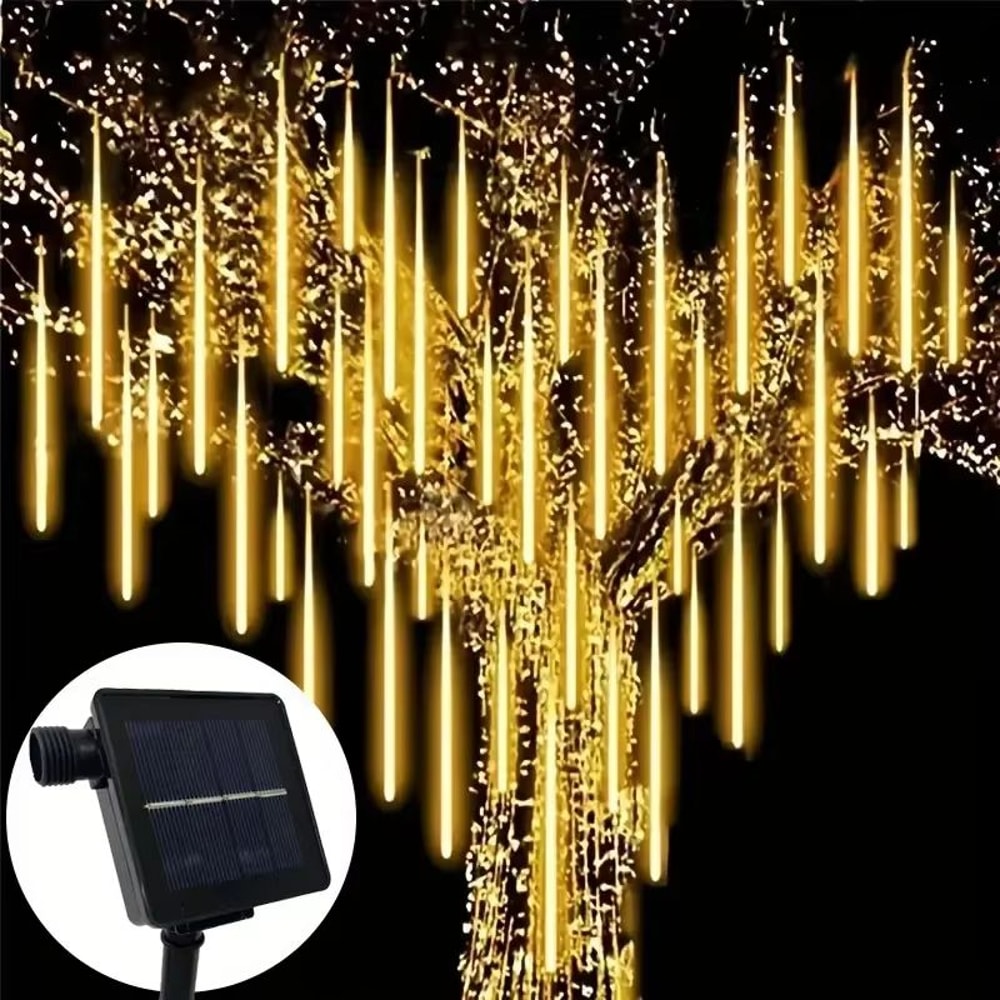 Solar Meteor Shower LED Lights Waterproof Falling Rain Outdoor String Decor 6