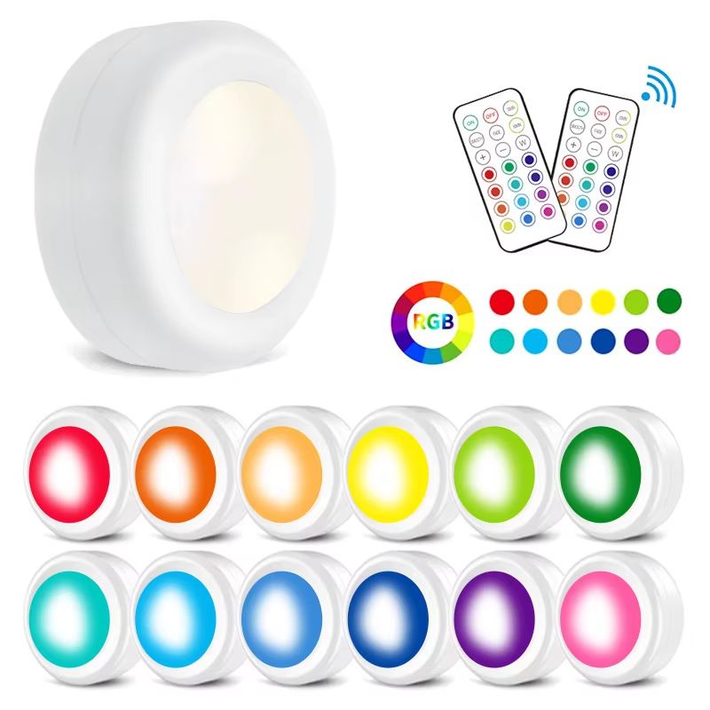 Mini LED Remote Control Night Lights 3 Pack Wireless Stick On Cabinet Lamp 1