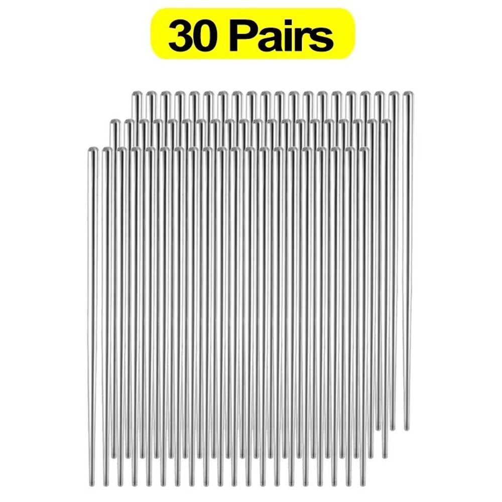 30 Pairs Stainless Steel Chopsticks Non Slip Reusable Metal Dining Set 9