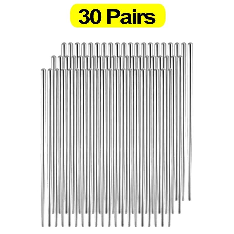 30 Pairs Stainless Steel Chopsticks Non Slip Reusable Metal Dining Set 9