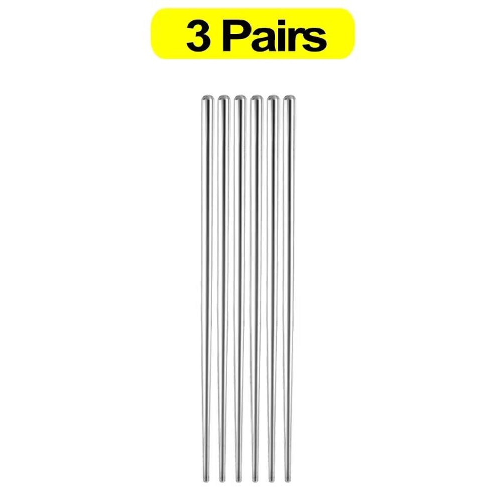 30 Pairs Stainless Steel Chopsticks Non Slip Reusable Metal Dining Set 7