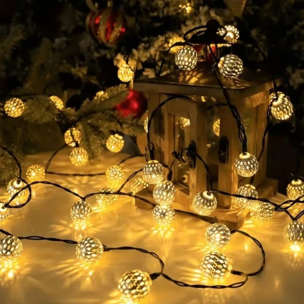 Solar Moroccan Fairy String Lights Waterproof Boho Lantern Outdoor Decor 0