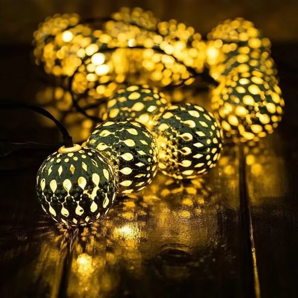 Solar Moroccan Fairy String Lights Waterproof Boho Lantern Outdoor Decor 1
