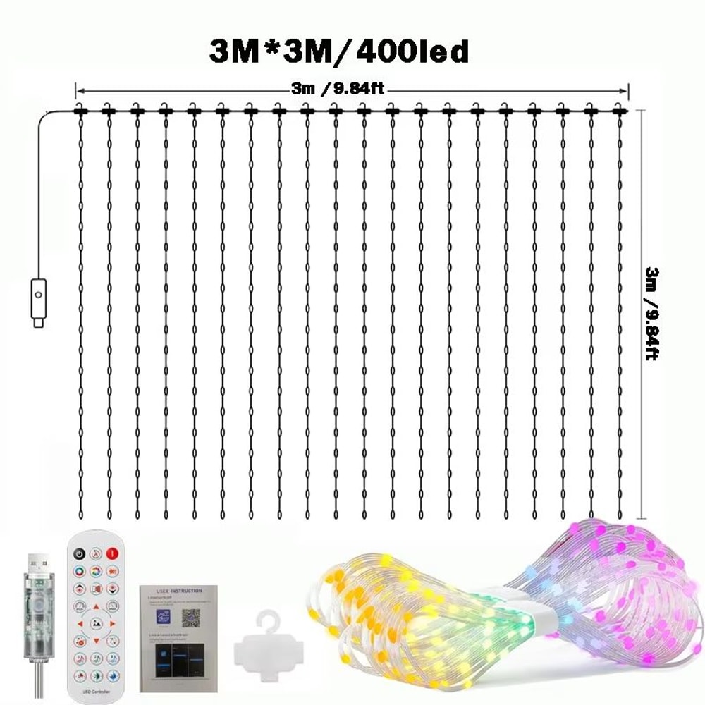 Smart LED Curtain Fairy Lights USB Powered With App And Remote Control 7