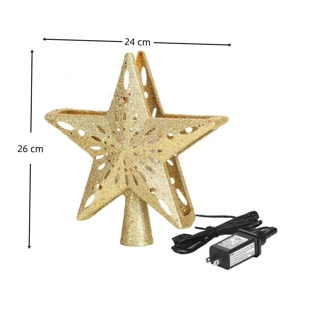 Rotating Snowflake LED Christmas Tree Topper 3D Projector Light 5