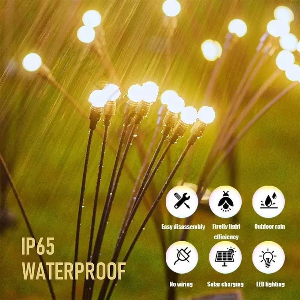 Solar Firefly Garden Lights Swaying Waterproof LED Landscape Decor 0