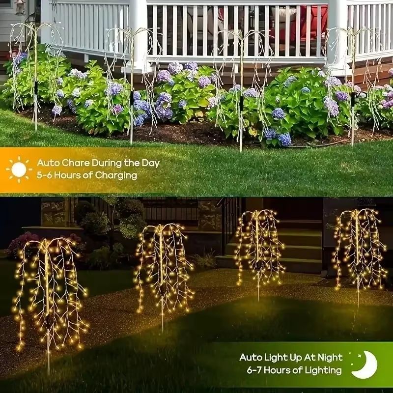Solar Firework Garden Lights Waterproof LED Starburst Outdoor Decor 3