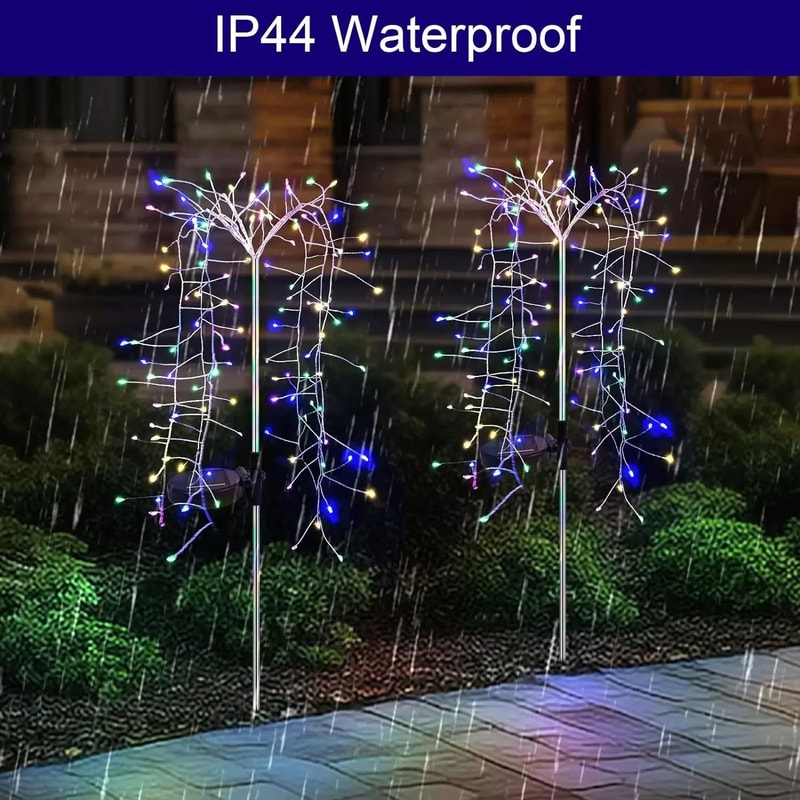 Solar Firework Garden Lights Waterproof LED Starburst Outdoor Decor 5