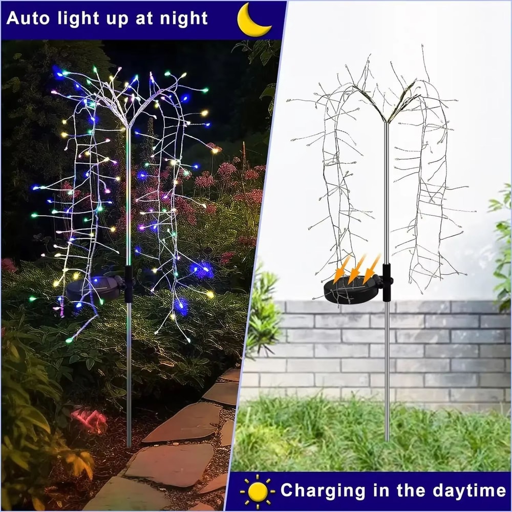 Solar Firework Garden Lights Waterproof LED Starburst Outdoor Decor 7