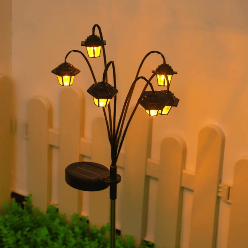 Retro Solar Street Lamp Garden Light Waterproof 6 LED Courtyard Decor 1