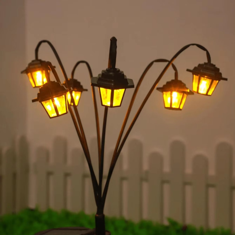 Retro Solar Street Lamp Garden Light Waterproof 6 LED Courtyard Decor 4