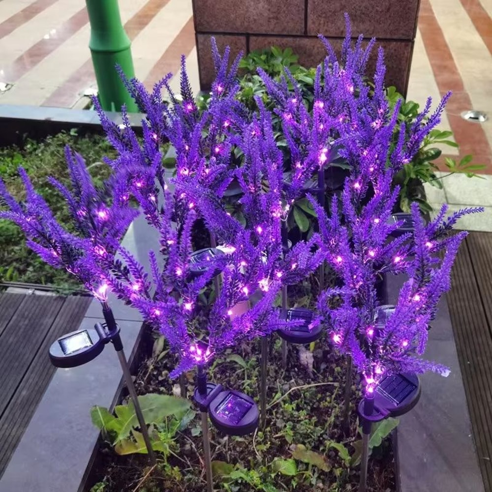 Solar Lavender Flower Garden Lights Waterproof LED Landscape Decor 1