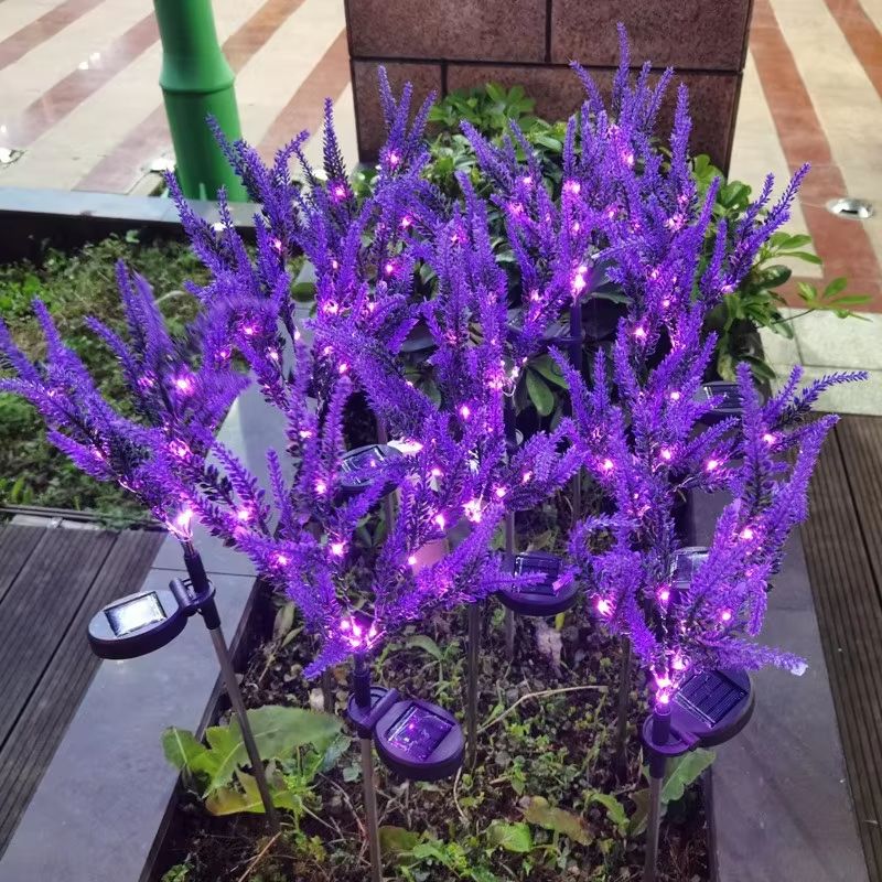 Solar Lavender Flower Garden Lights Waterproof LED Landscape Decor 1