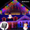Solar Icicle Curtain Lights Waterproof LED Eaves String Decor 7