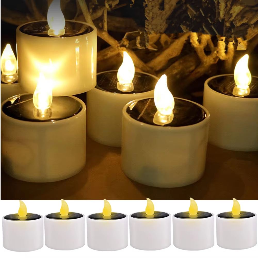 Solar Flameless Candle Lights Waterproof Outdoor LED Set 6PCS 6