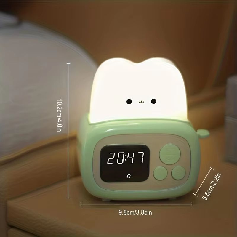 Cute Bread Night Light Alarm Clock USB Dimmable Sleep Companion 3