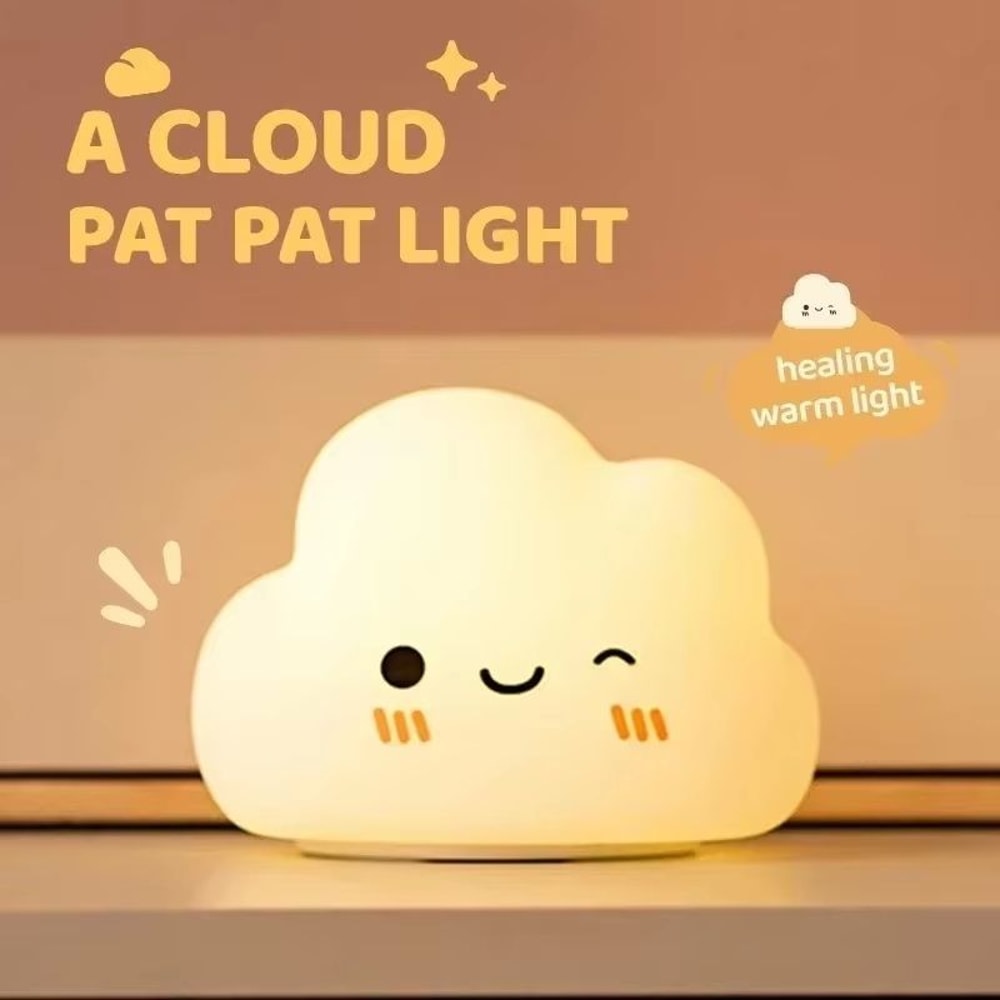 Silicone Cloud Night Light USB Rechargeable Touch LED Bedside Lamp 1