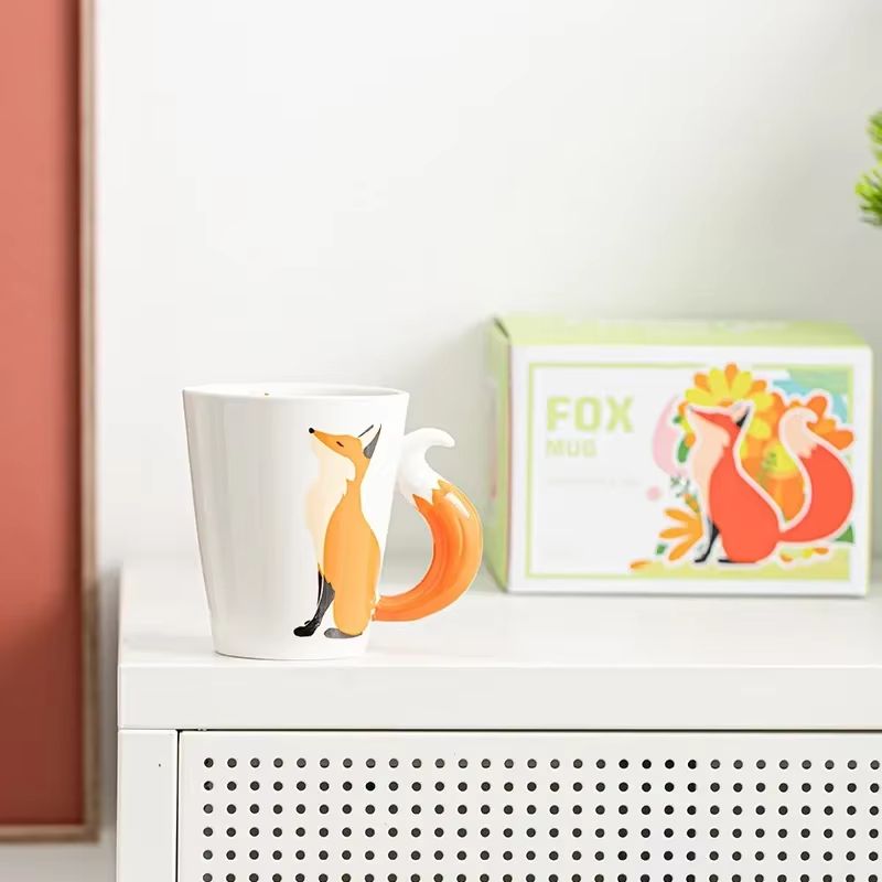 Cute 3D Fox Ceramic Mug 360ml Cartoon Animal Coffee Cup 1