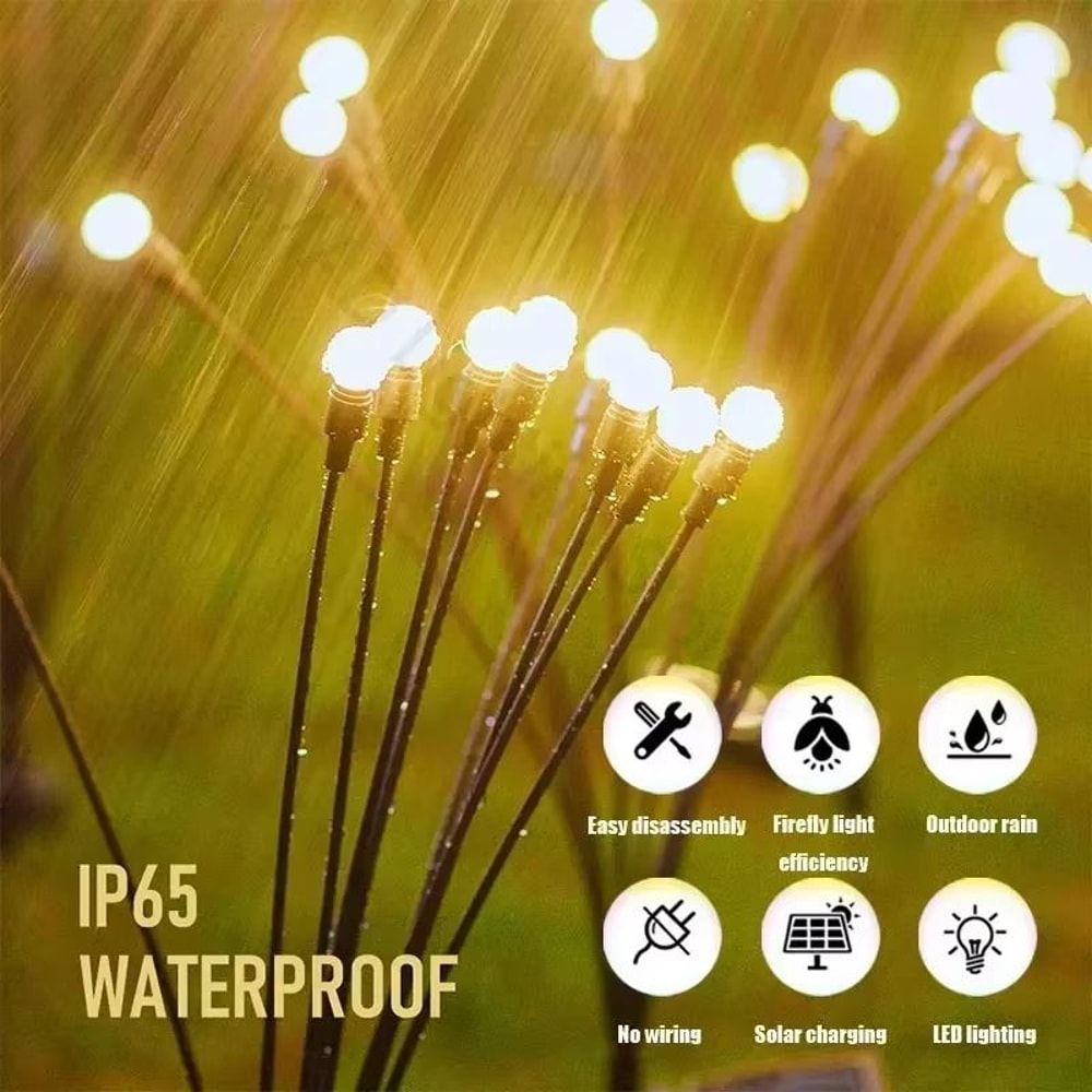 Solar Firefly Garden Lights Swaying Starburst LED Outdoor Landscape Decor 0