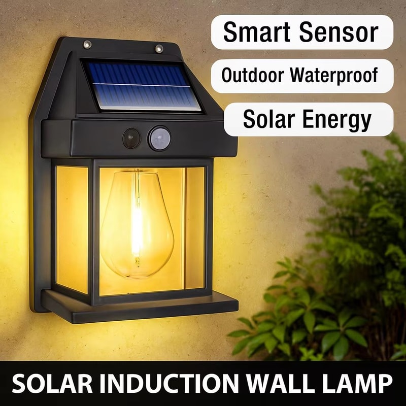 Solar Motion Sensor Wall Lantern Waterproof Outdoor Garden Light 1
