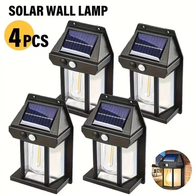 Solar Motion Sensor Wall Lantern Waterproof Outdoor Garden Light 6