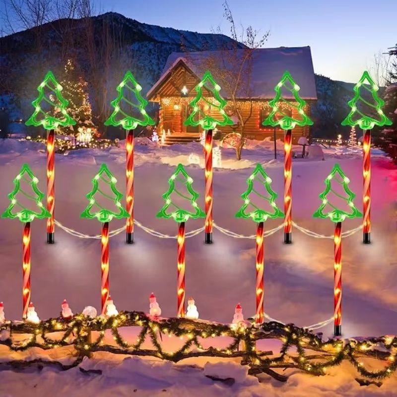 5PCS Solar Candy Christmas Tree Lights Outdoor Waterproof Garden Stake LED Set 2