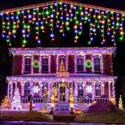 11.5ft / 24.6ft solar icicle curtain lights waterproof led outdoor eaves string lights