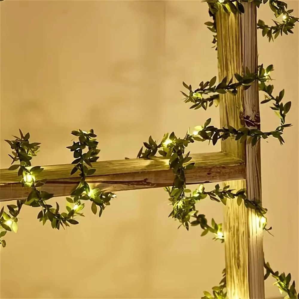 Green Leaf Fairy Light Garland Romantic Vine String Lights Decor 4