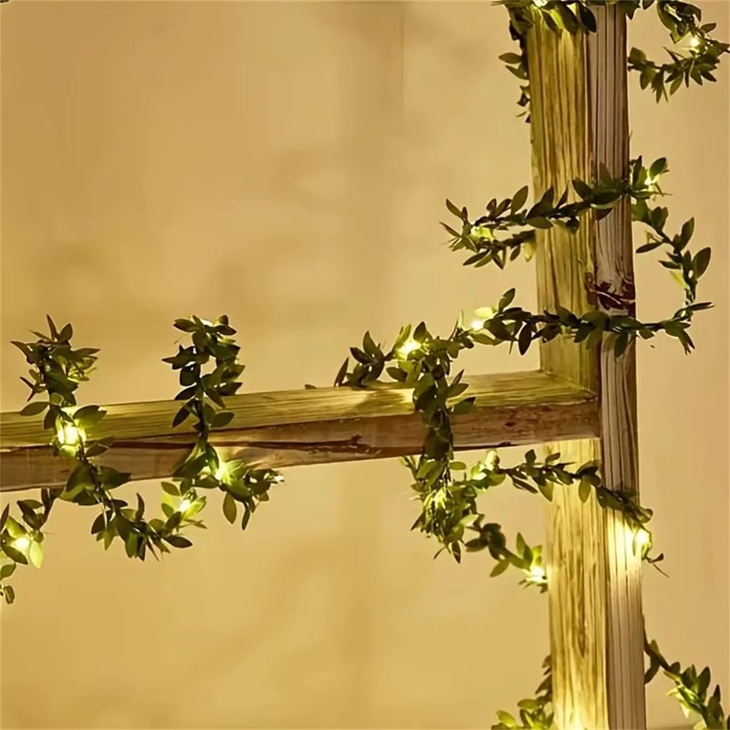 Green Leaf Fairy Light Garland Romantic Vine String Lights Decor 4