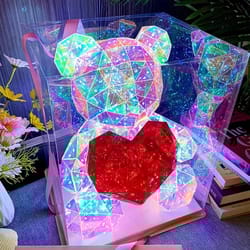 sparkling teddy bear led gift lamp for bedroom decor